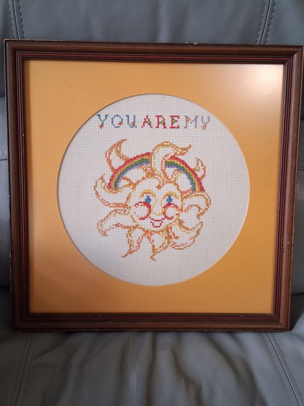 Vintage You Are My Sunshine Framed Cross-Stitch